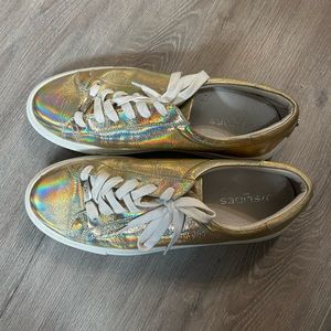 Leather Metallic Gold J/Slides